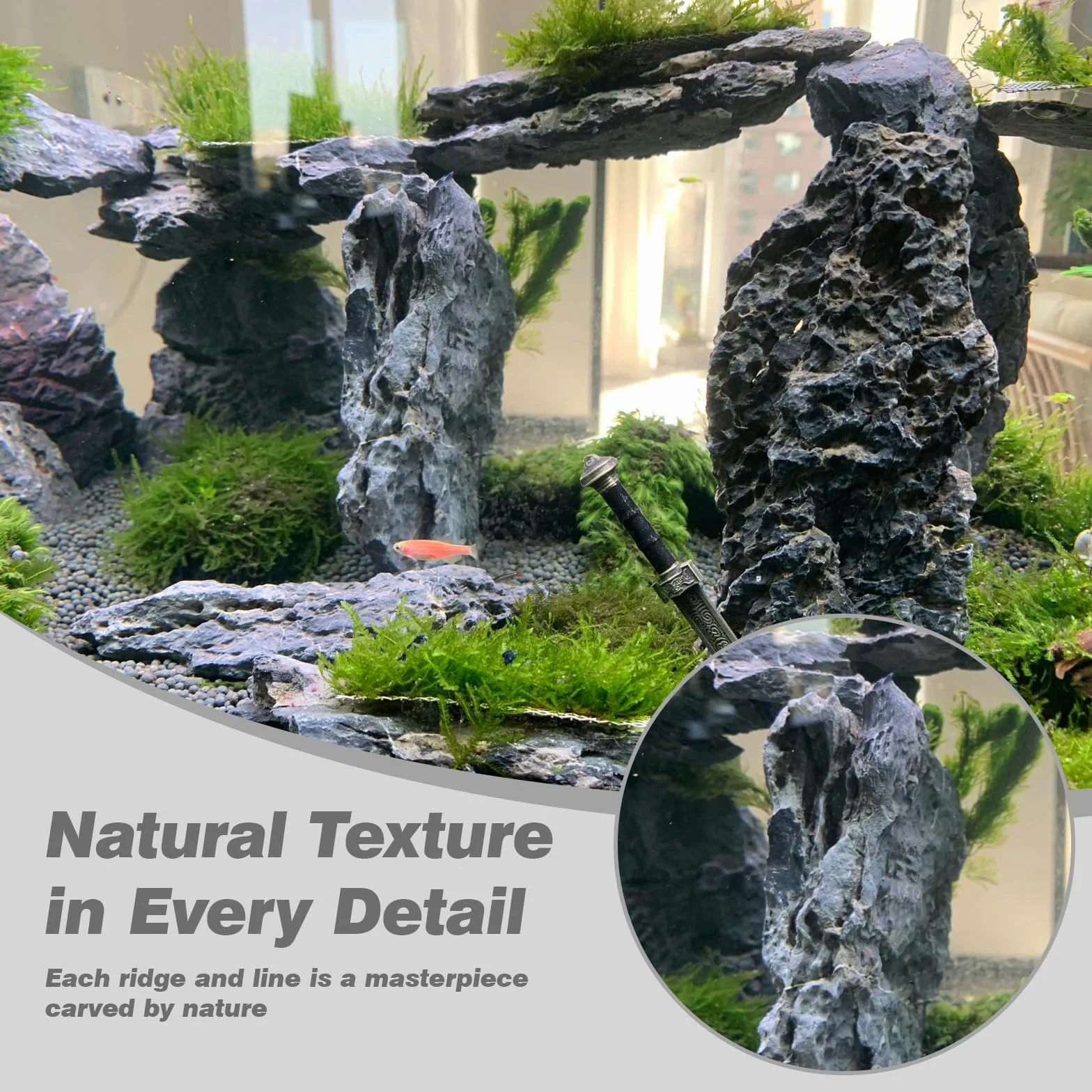 Unocho Pierres d’Aquarium Seiryu Rock 5kg Pierre Naturelle Dragon Stone pour aquascaping Aquarium décor Paysage Aquarium décoration modèle Miniature Jardin féerique(7,5-20cm)