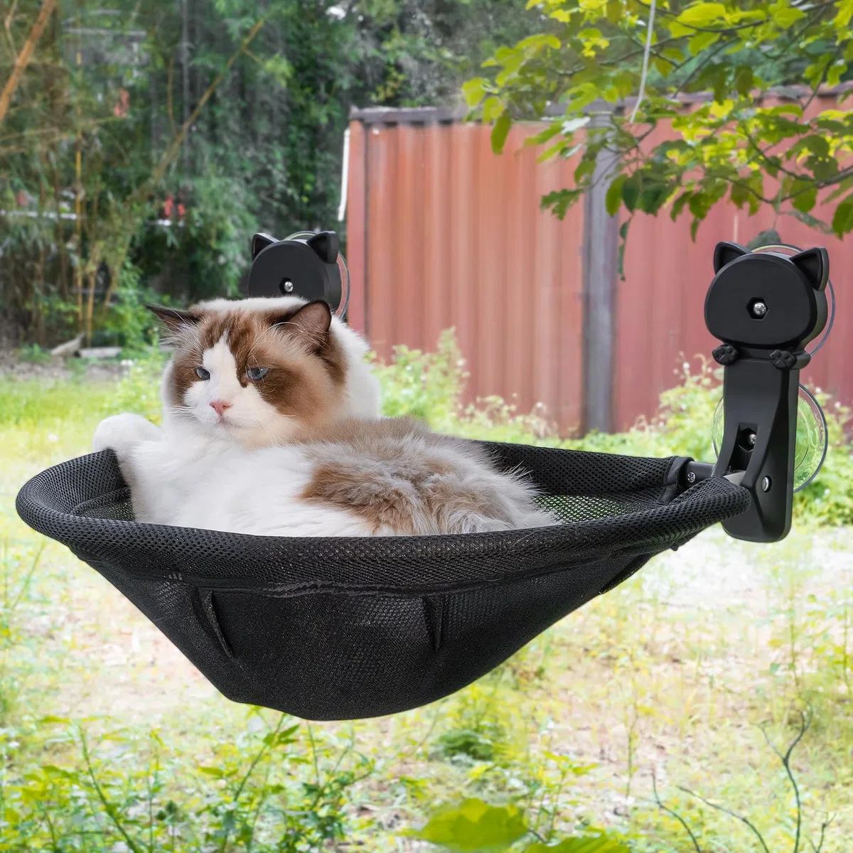 JUNSPOW Perchoir de fenêtre pour Chat sans Fil, Pliable et Stable - Hamac Respirant pour fenêtre pour Chat, pour Regarder Le Soleil et l'escalade - Charge maximale jusqu'à 18 kg