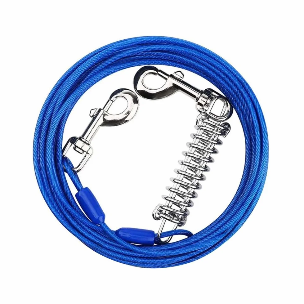 Câble d'attache pour Chiens,Chien d'arrêt,3m/5m de Laisse pour Chien,Laisse de Cabine avec Ressort Amortisseur pour Chiens de Taille Moyenne et Grande Camping,Jardin,Course,Parc en Plein Air