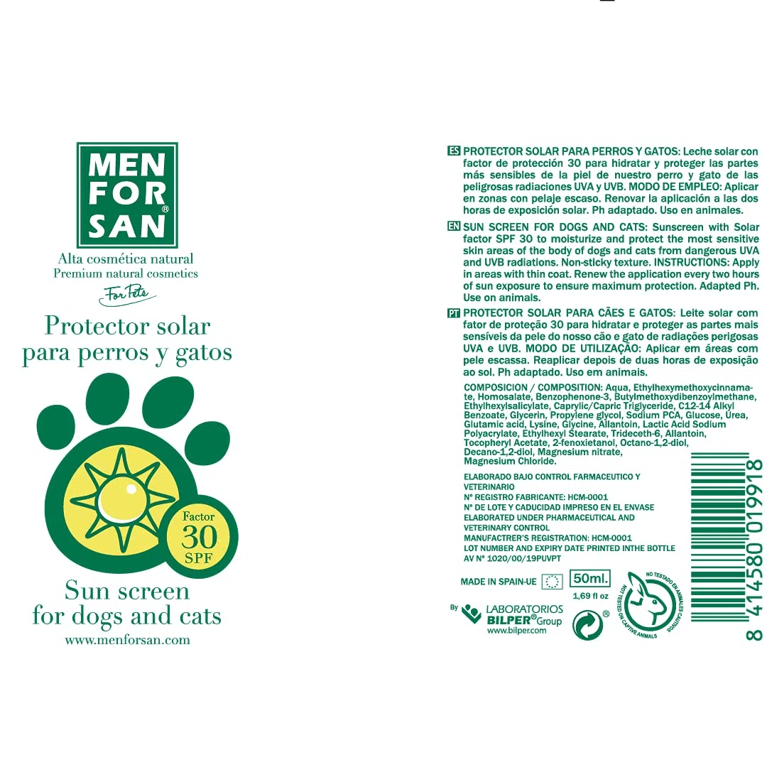 Menforsan - SPF 30 Crème solaire pour les chiens et les chats 50 ml