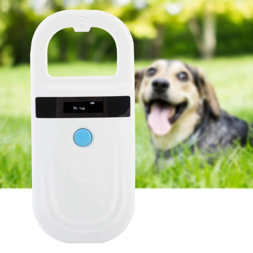 Lecteur de Puces RFID, Scanner de Puces d'identification pour Animaux de Compagnie avec Affichage OLED de Luminosité élevée de 0,91 Pouce 128 Pièces de Stockage d'informations d'étiquette