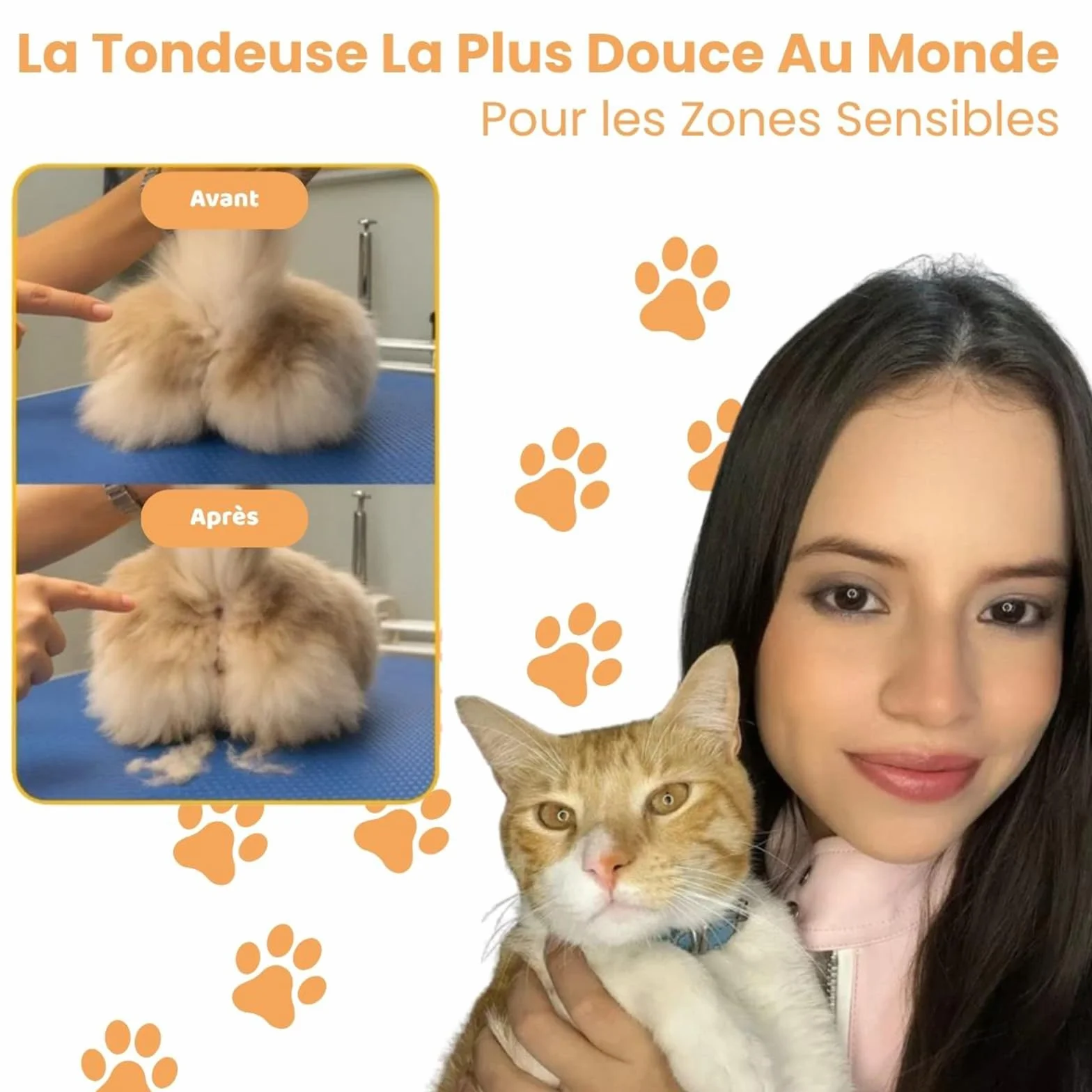 Tondeuse Chat, Neu Tondeuse De Précision Pour Chat, Élimine Les Nœuds Et Les Poils Superflus, Silencieuse(<35db), Lames Sûres, Coupe Précise, Adaptable À Tous Types De Poils (A)