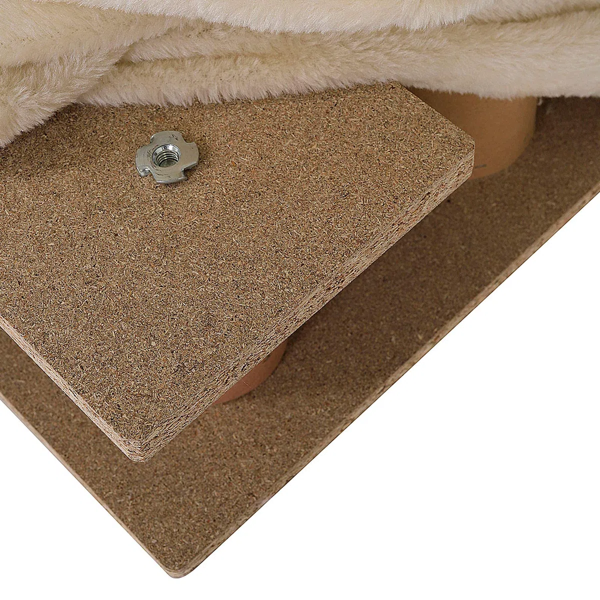 lionto Escalier pour Animaux avec Housse en Peluche, 46x36x34 cm, marchepied Robuste, Doux pour Les articulations, Housse Amovible et Lavable, supporte Jusqu’à 50 kg, Beige