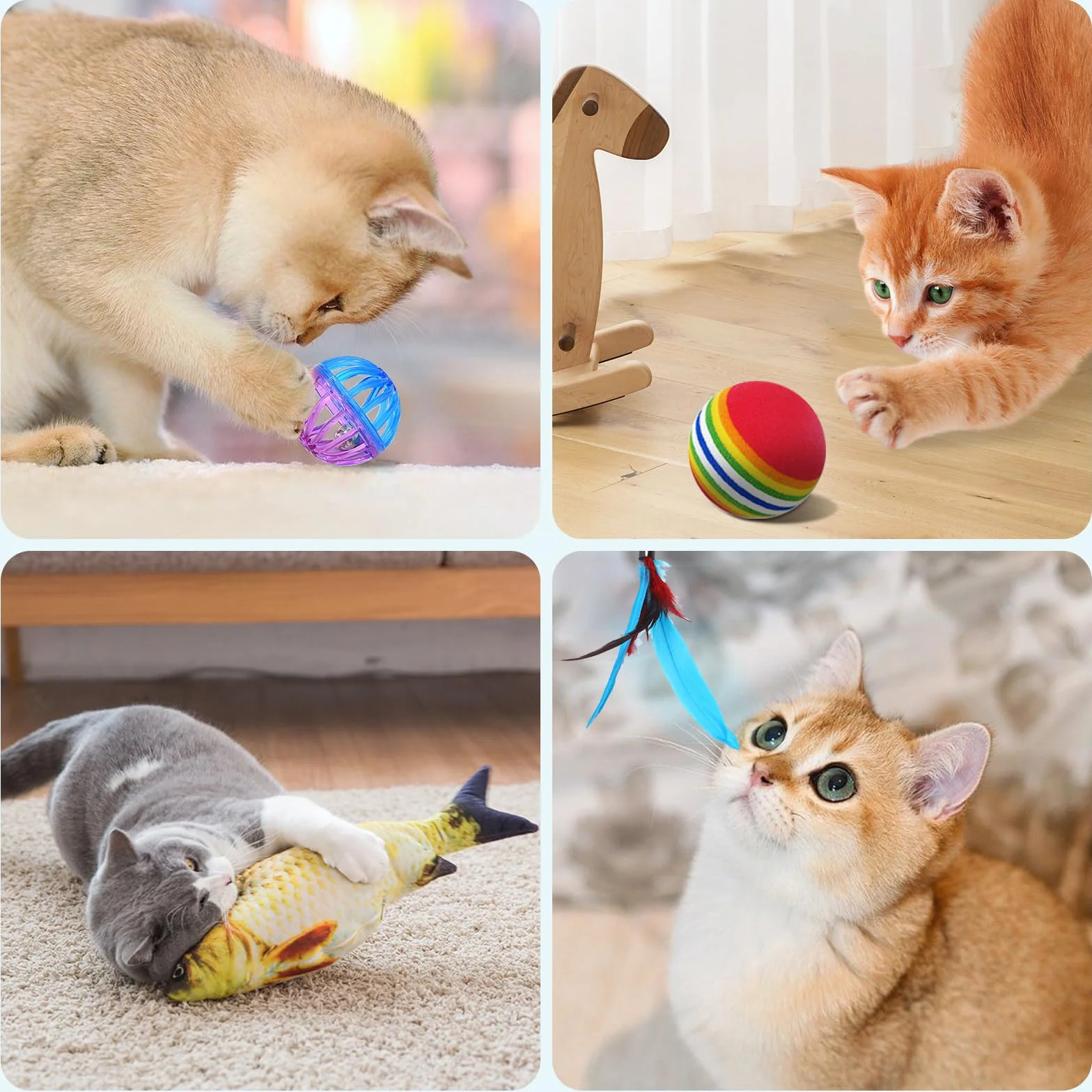 Jouets Chat,36pcs Jouet pour Chat,Jouets pour Chats Interactif Jeux Chaton avec Tunnel,Kit Jouet Chats,Balles, Plumes,Poisson,Souris,Kit de Jouets Interactifs pour Chats