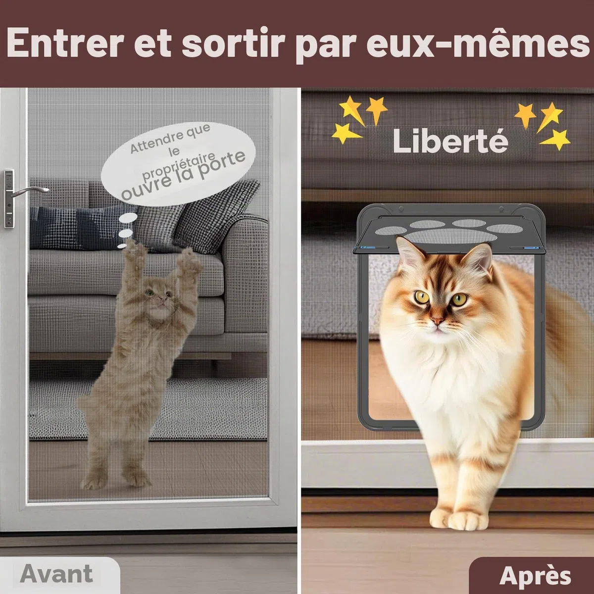 NAMSAN Chatiere pour Moustiquaire Facile à Installer La Liberté de Chat Verrouillable Moustiquaire de Porte pour Petit/Moyen Chat/Chien