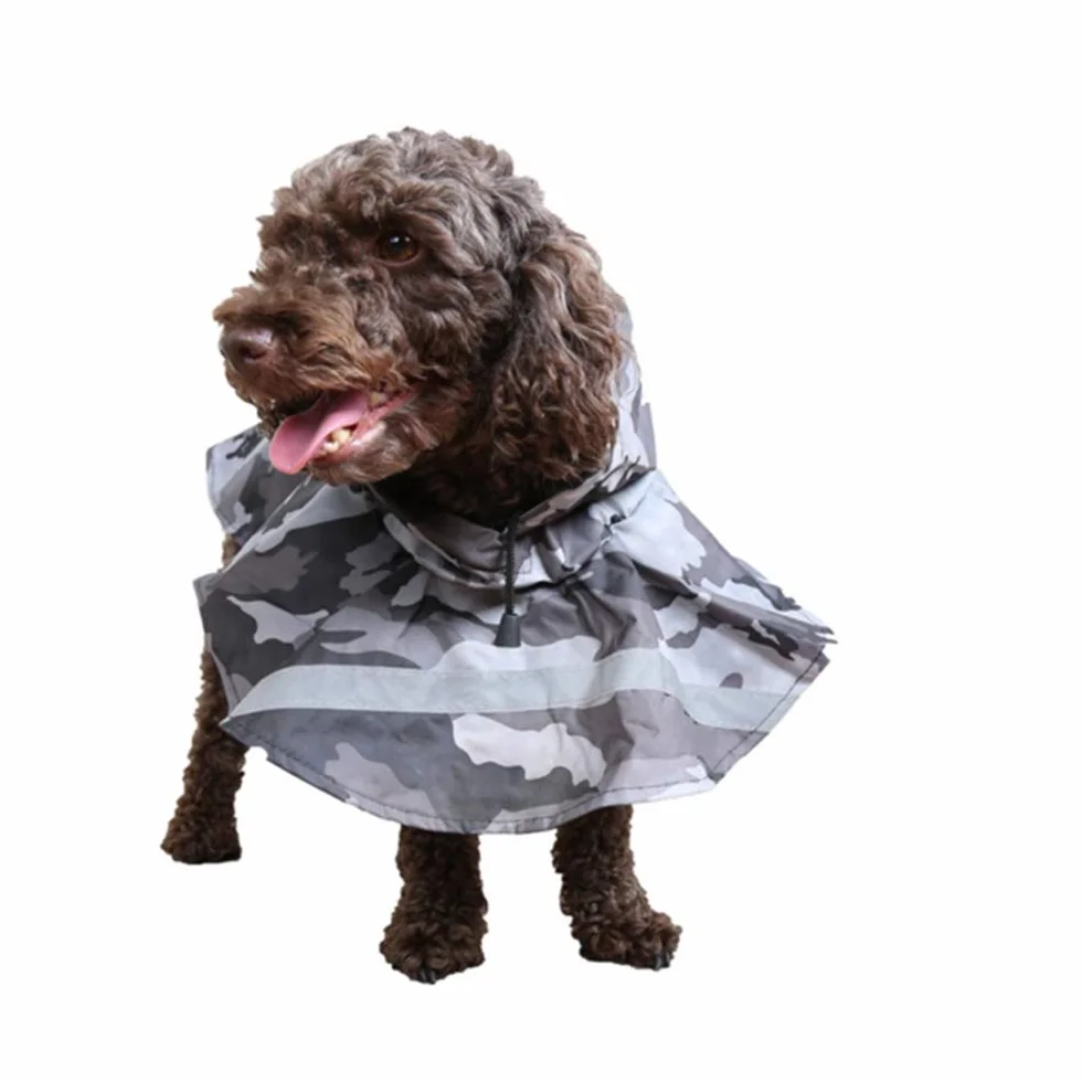 KoKoBin Manteau de pluie réfléchissant pour chien, avec capuche, ultra-léger, respirante, imperméable, veste pour chien, housse de pluie pour chiens de taille moyenne et grande (gris, XXL)