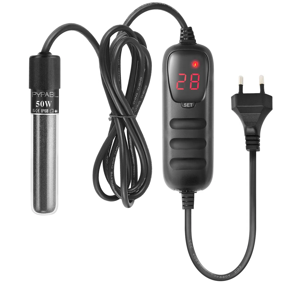 Chauffage Submersible pour Aquarium, 25W 50W 100W 300W Mini Chauffage d'Aquarium avec Régulateur de Température Externe, pour Chauffage d'Aquarium de Poissons et de Tortues 3-300L