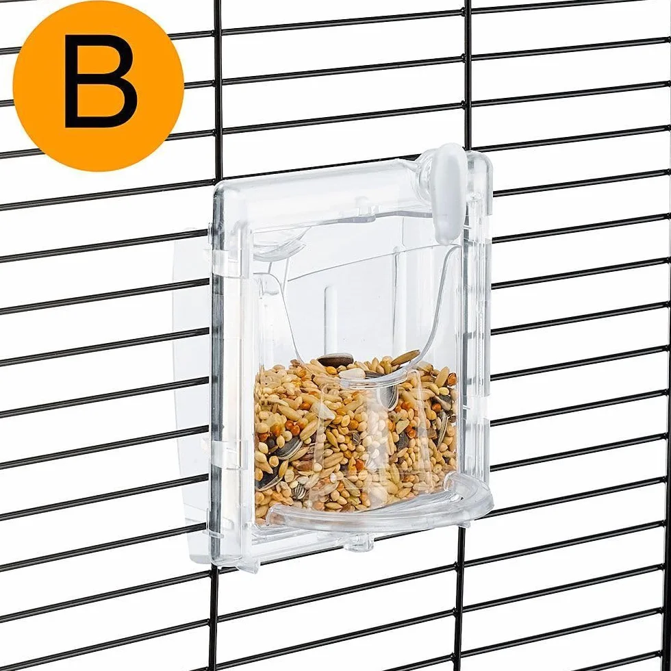 Ferplast Cage pour canaris et petits oiseaux exotiques GIUSY Cage rectangulaire pour oiseaux, équipée d'accessoires et mangeoires tournantes, métal robuste vernis Blanc et bac de cage en plastique Rouge, 39 x 26 x h 37 cm