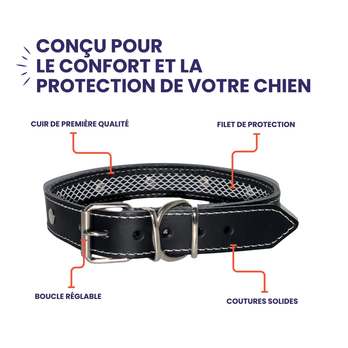 Collier pour Chien avec Filet de Protection pour Collier Anti Puces pour Chien, Collier Fait Main en Cuir de Haute Qualité Qui Protège et Prolonge la Durée du Antiparasitaire