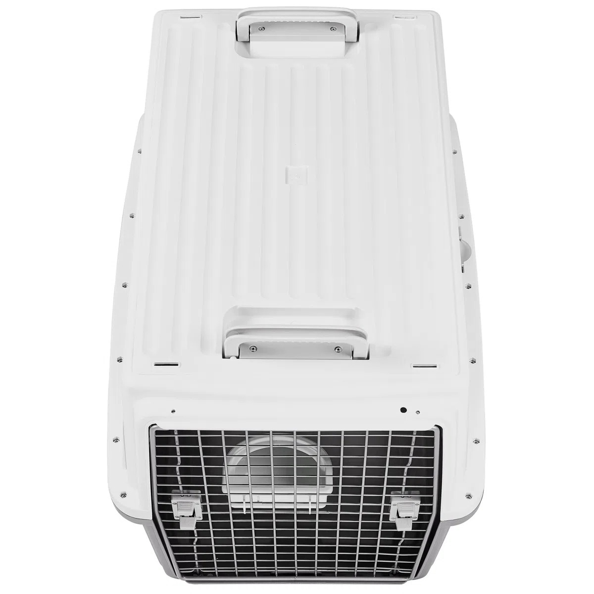 Iris Ohyama, Caisse, Cage, Box de Transport pour Chien, Chat, 2 Portes, Clips, et Loquet de Sécurité, Plastique(PP) sans BPA, L87 x P62 x H63.5 cm, Train, Voiture et Avion, ATC-870, Gris