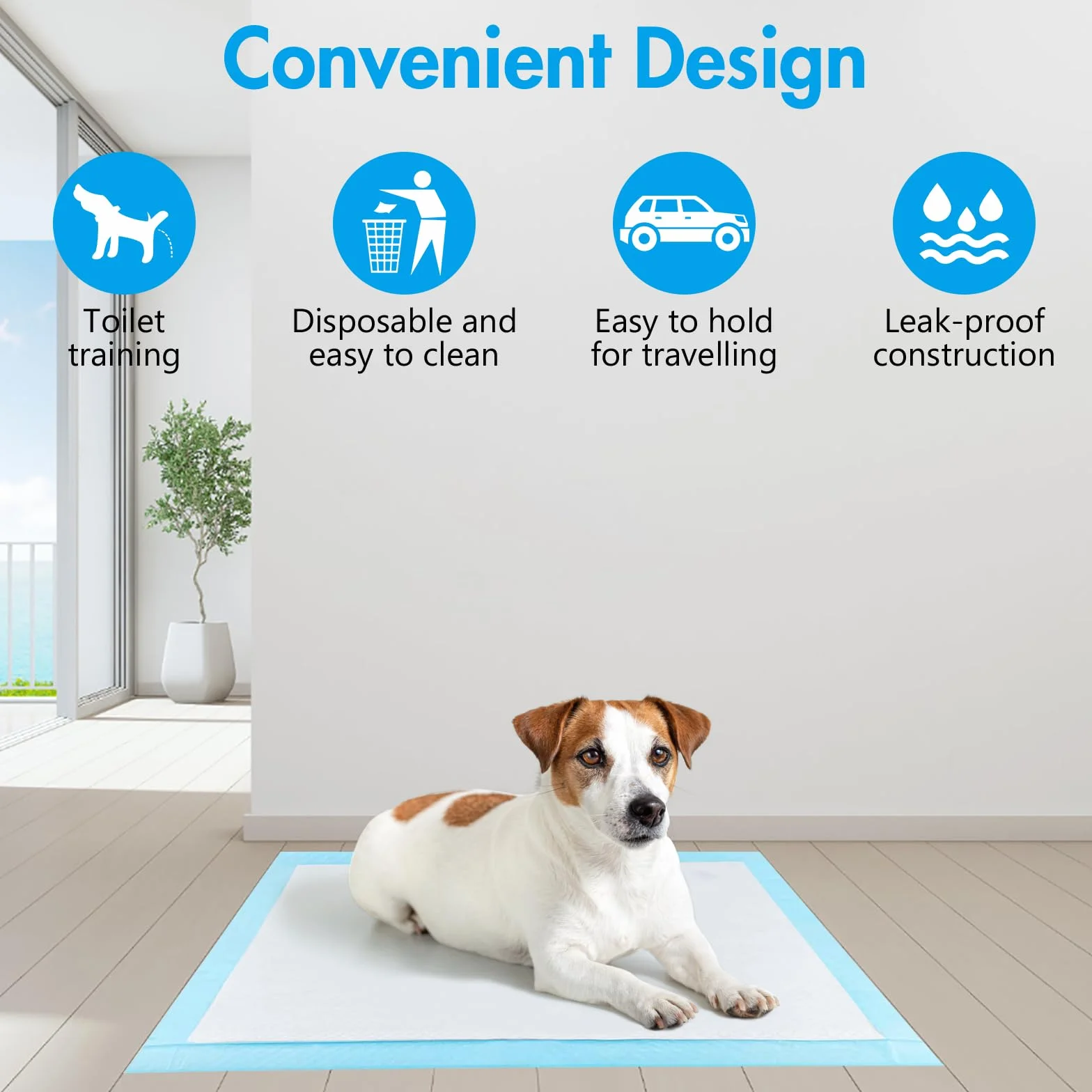 100 Pièces Alaise pour Chien, 60 x 60cm Aleses Jetables pour Chien, 5 Couches Tapis Educateur Chiot, Tapis Hygiénique Absorbant, Anti-Fuite et Séchage Rapide