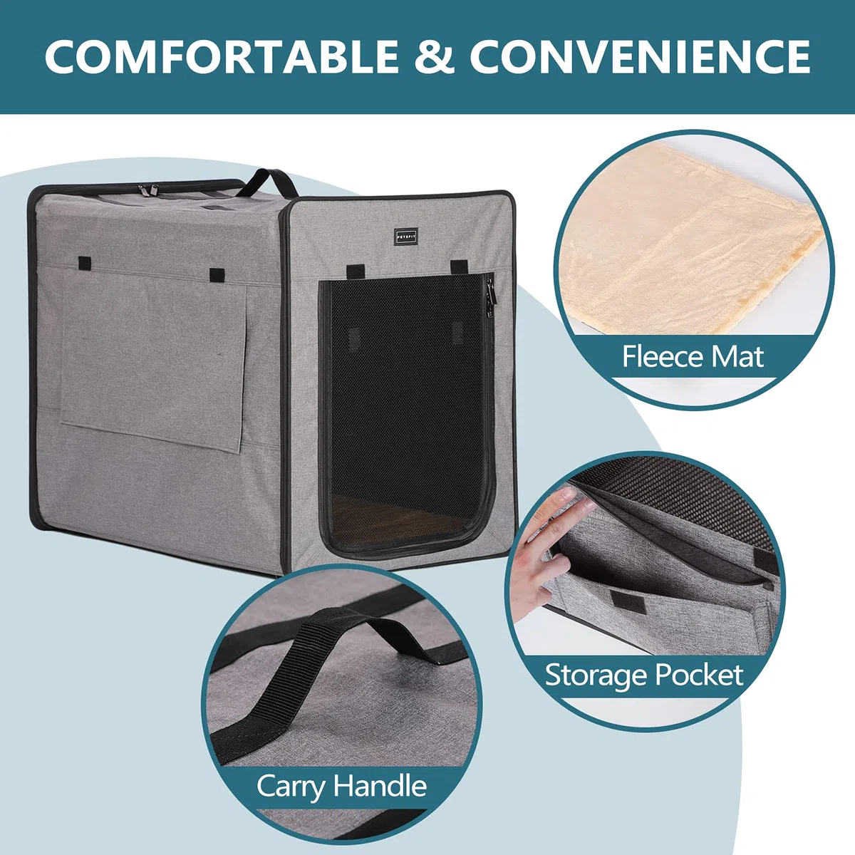 Petsfit Caisse de Transport pour Chien Pliable Sac pour Chien Chat Léger Caisse pour Voyage Voiture Boîte Oxford