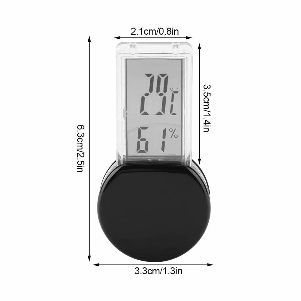 Reptile Hygromètre électronique Thermomètre Étanche en temps réel Lizard Crawler Box Réservoirs Rainforest Moniteur d'humidité de la température avec capteur intégré(Noir)