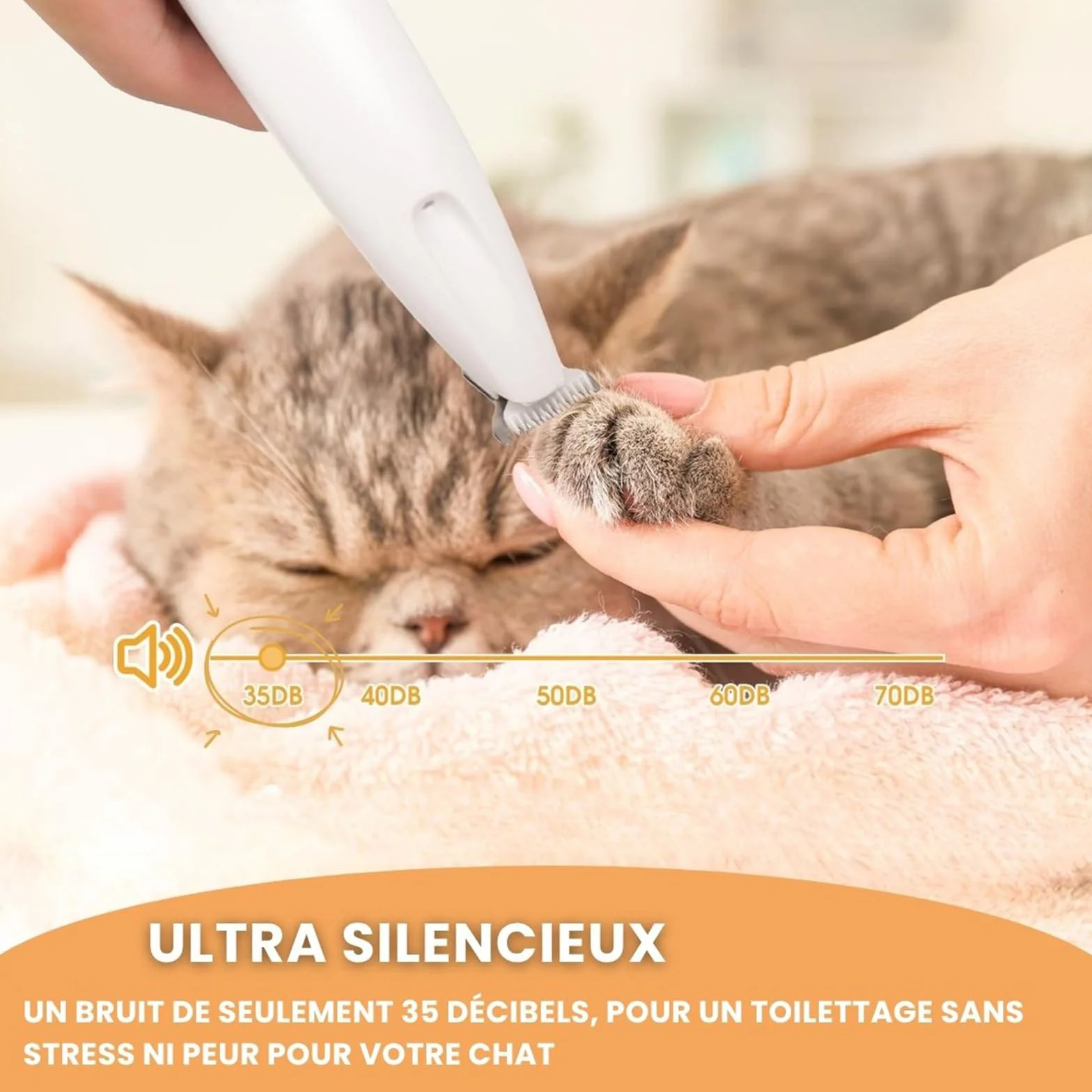 Tondeuse Chat, Neu Tondeuse De Précision Pour Chat, Élimine Les Nœuds Et Les Poils Superflus, Silencieuse(<35db), Lames Sûres, Coupe Précise, Adaptable À Tous Types De Poils (A)
