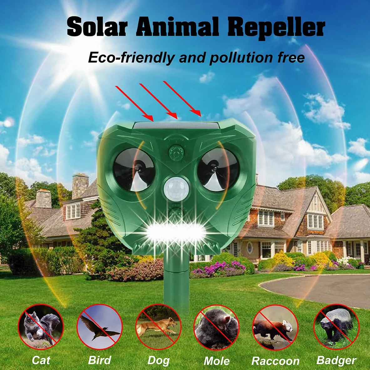 2X Répulsif Chat Ultrason, Repulsif Chat Solaire Extérieur Efficace Contre Les Chats et Autres Animaux, Protégez Votre Jardin