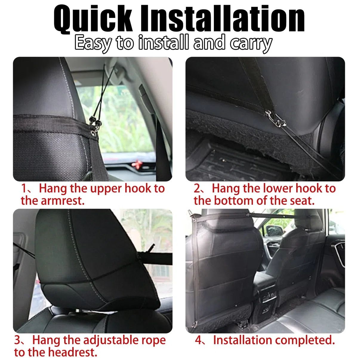YNR Filet de Séparation pour Chien en Voiture, Barrière Universelle avec Crochets Métalliques, 115 x 62 cm