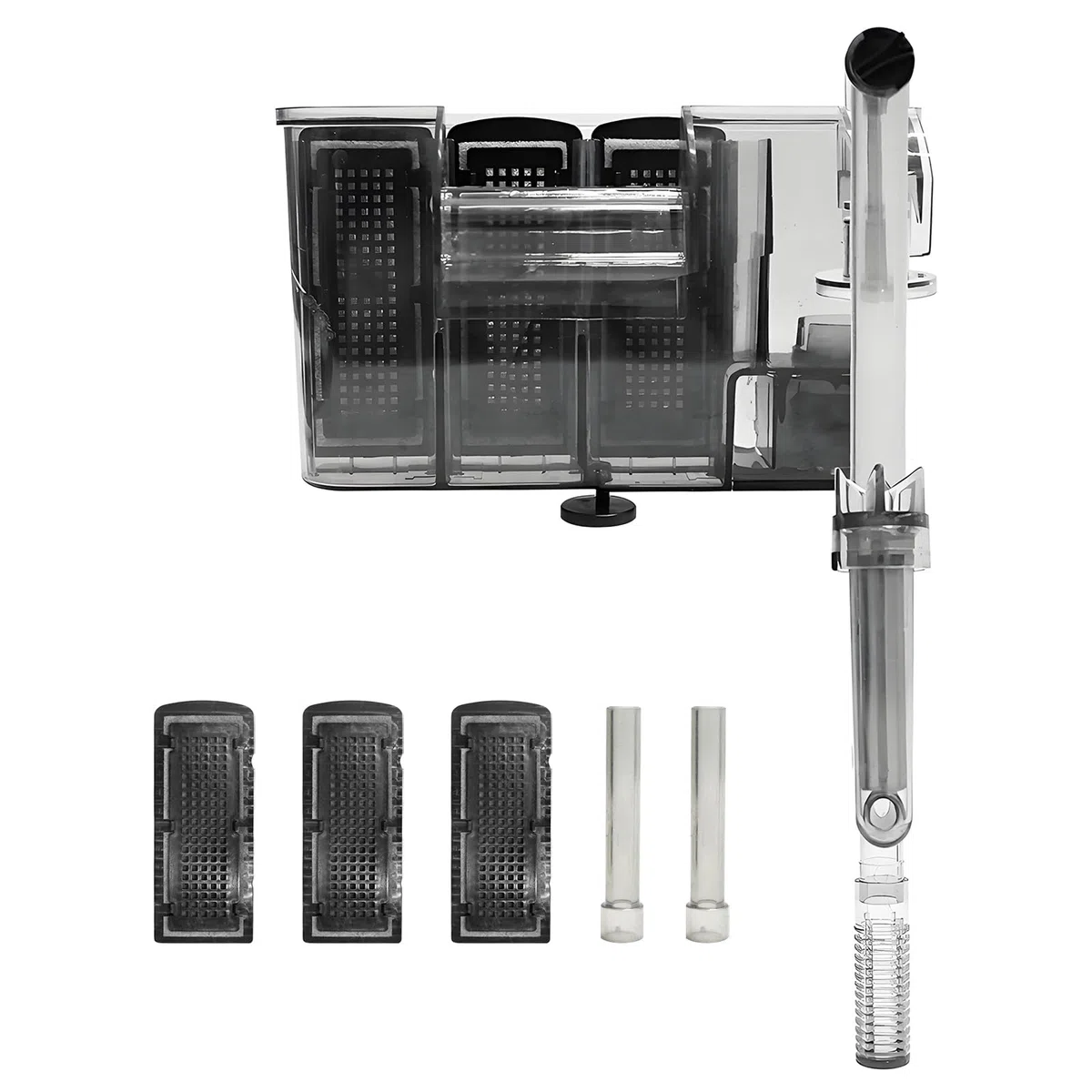 Filtre Aquarium Réglable 800L/H Pompe Aquarium, Ultra-Silencieux Filtre Externe Aquarium, Circulation d'oxygène, Filtre Suspendu Hang Cascade Convient aux Aquariums Jusqu'à 210L