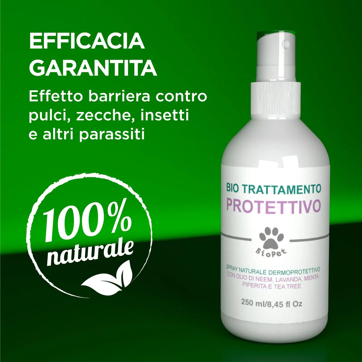 Bio PET Traitement de protection à l'huile de Neem 250 ml, Anti Moustique Chien