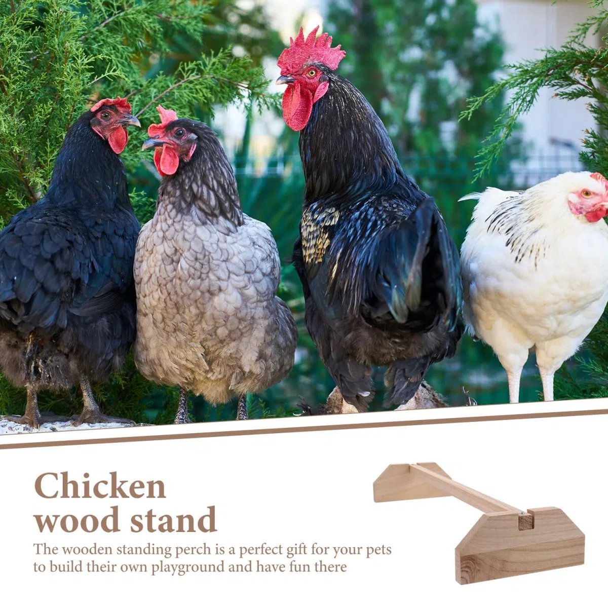 Hemobllo Perchoir pour Poules en Bois Naturel 40cm, Support d'Entraînement Stable à Base Triangulaire pour Poussins, Jouet de Poulailler Fait Main pour Volailles et Grands Perroquets (Aras)