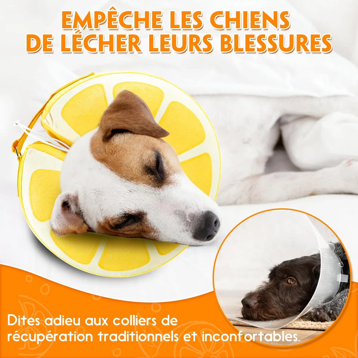 Collerette Chien Gonflable, Collerette pour Chiens et Chats, Collerette Chien Anti Lechage pour La Cicatrisation des Plaies et Empêcher de Mordre ou de Gratter (L)