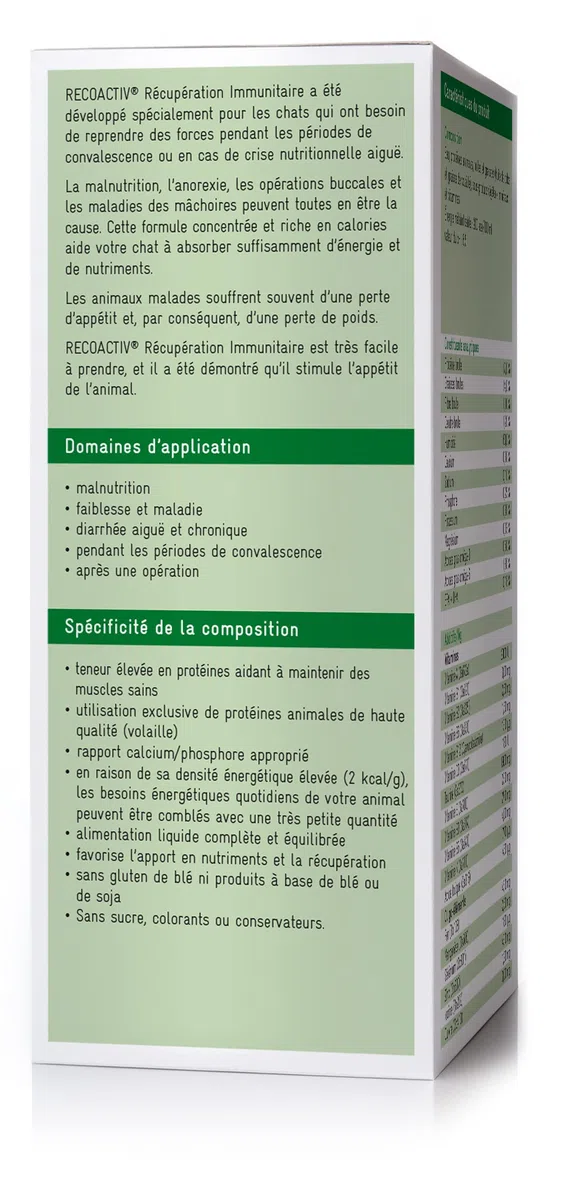 RECOACTIV Recovery Immunitaire pour Chats, 1 x 280 ML, Alimentation diététique complète hautement calorique en Cas de dénutrition et de Convalescence Ainsi pour la Prise de Poids
