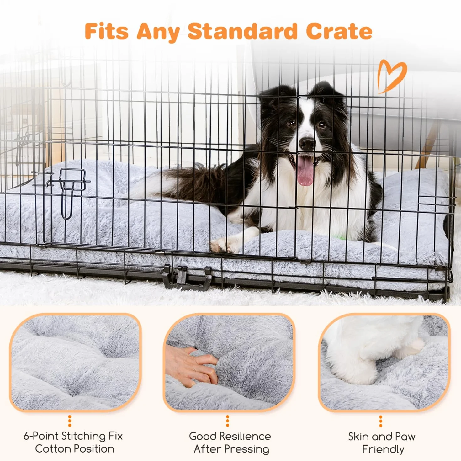 Nobleza - Matelas pour Chien Multifonction Lavable, Coussin de Voyage Anti-Dérapant avec 6 Points de Capitonnage, Super Doux et Portable pour Cage, Voiture ou Maison - S, 80 * 50 * 10cm, Gris