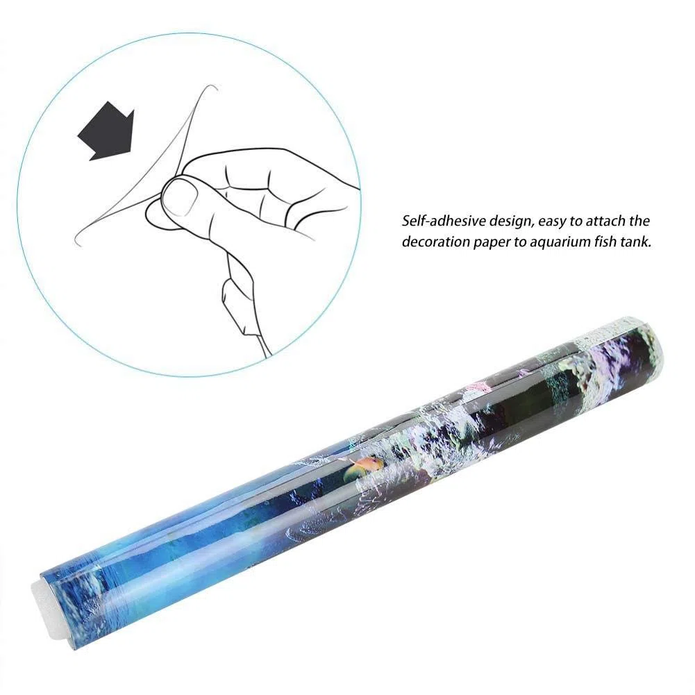 FILFEEL Aquarium Fond Fish Tank Décorations Photos PVC Adhésif Affiche Underwater Toile de Fond Décoration Papier Coller Stickers Autocollant(122 * 50cm)