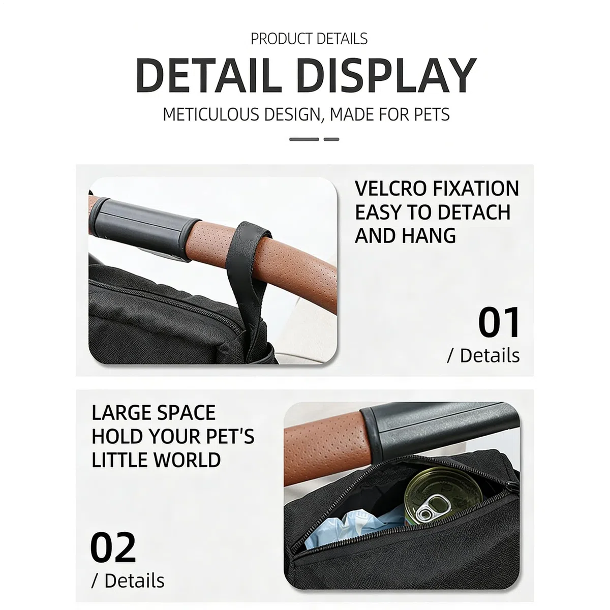Organisateur de poussette pour animaux | Grande capacité, fermeture à glissière anti-dérapante, pochette de voyage pour chiot | Sac de poussette pour chiot - Pour maison intérieur extérieur camping pi