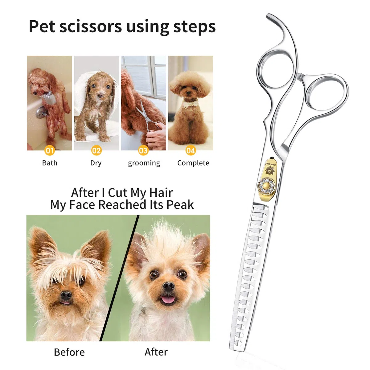 Dream Reach Ciseaux à Effiler Amincissants 7,0 Pouces pour Animaux - Toilettage Chiens et Chats - Acier Inoxydable Japonais 440C