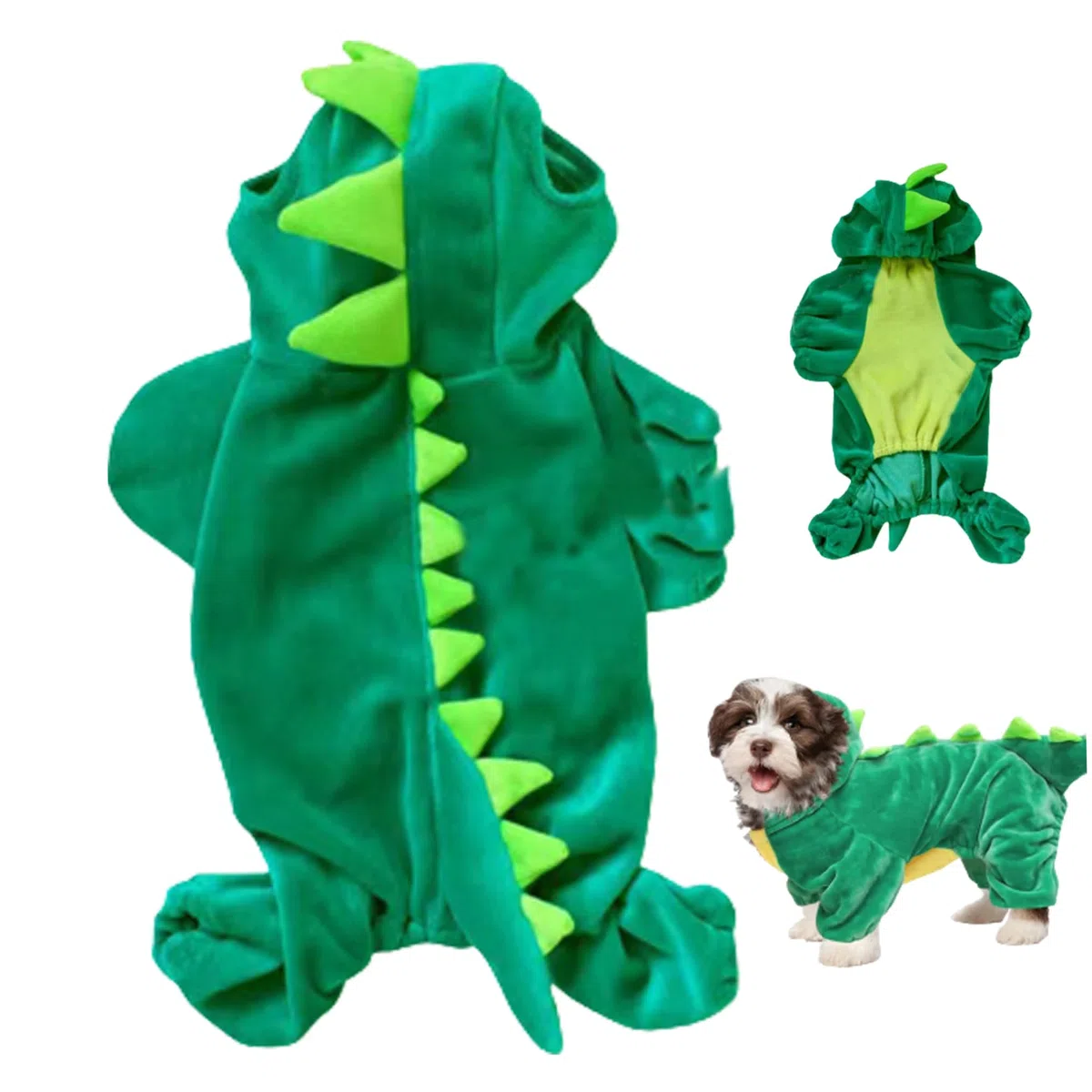 Chien Dinosaure Costume Taille XXL Mignon Costume de Chien Halloween Manteau Manteau Cristal en Velours d'hiver à Sweat à Sweat à Capuche