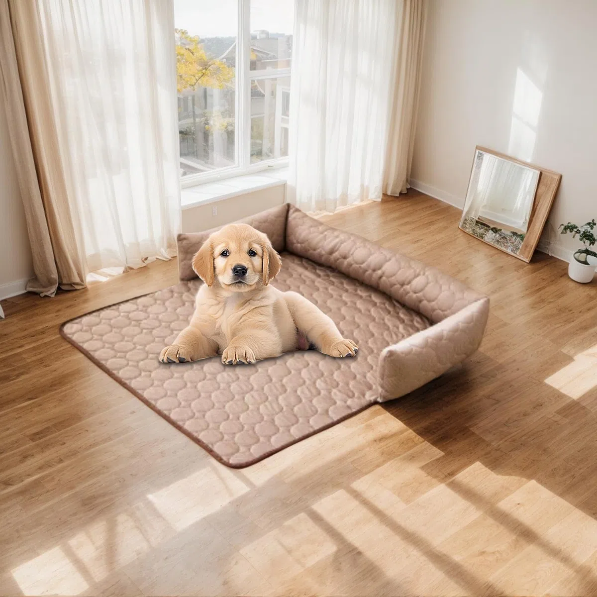 Coussin Canapé Pour Animaux De Compagnie Rond, Couverture De Canapé De Compagnie, Tapis De Refroidissement Pour Chien, Matériau Respirant, Facile À Nettoyer, 90x90 Cm, Pour Intérieur Et Extérieur