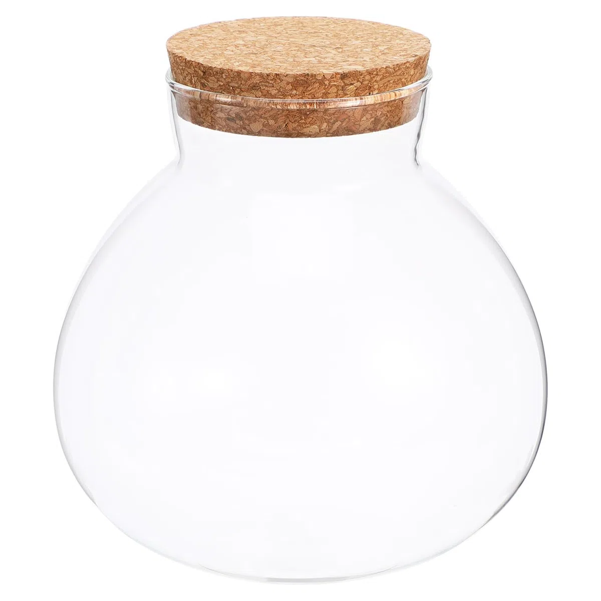 Happyyami Pot rond en verre transparent avec bouchon en liège pour terrarium à faire soi-même pour fougère et Fittonia Créez votre centre de table de jardin intérieur 15 cm