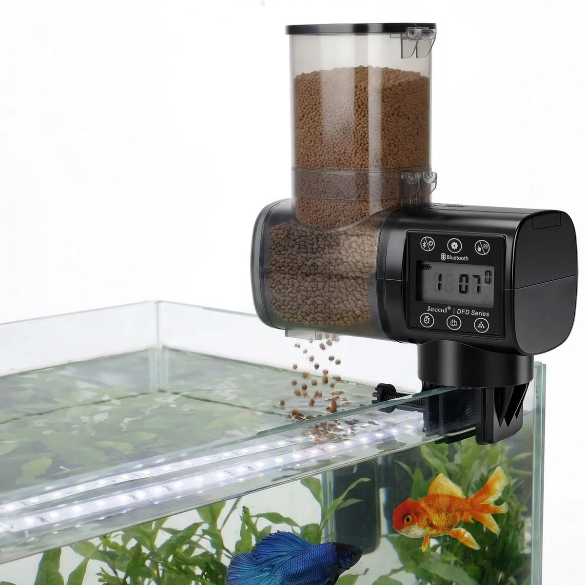 Distributeur Automatique Poisson, Trois Modes d'alimentation Chronométrés, Capacité De 500 ML, pour Carpes Koï Et étangs, équipée d'un Contrôleur D'affichage à Cristaux Liquides