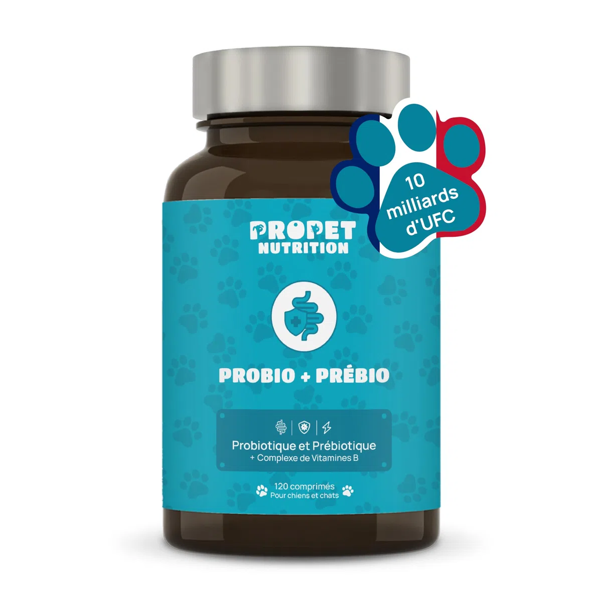 Probiotique Chien + Prebiotique + Vitamines. 11 Souches Bio-Actives. 10 Milliards UFC. 120 Comprimés. Probiotique Flore Intestinale Chien. Propet Nutrition