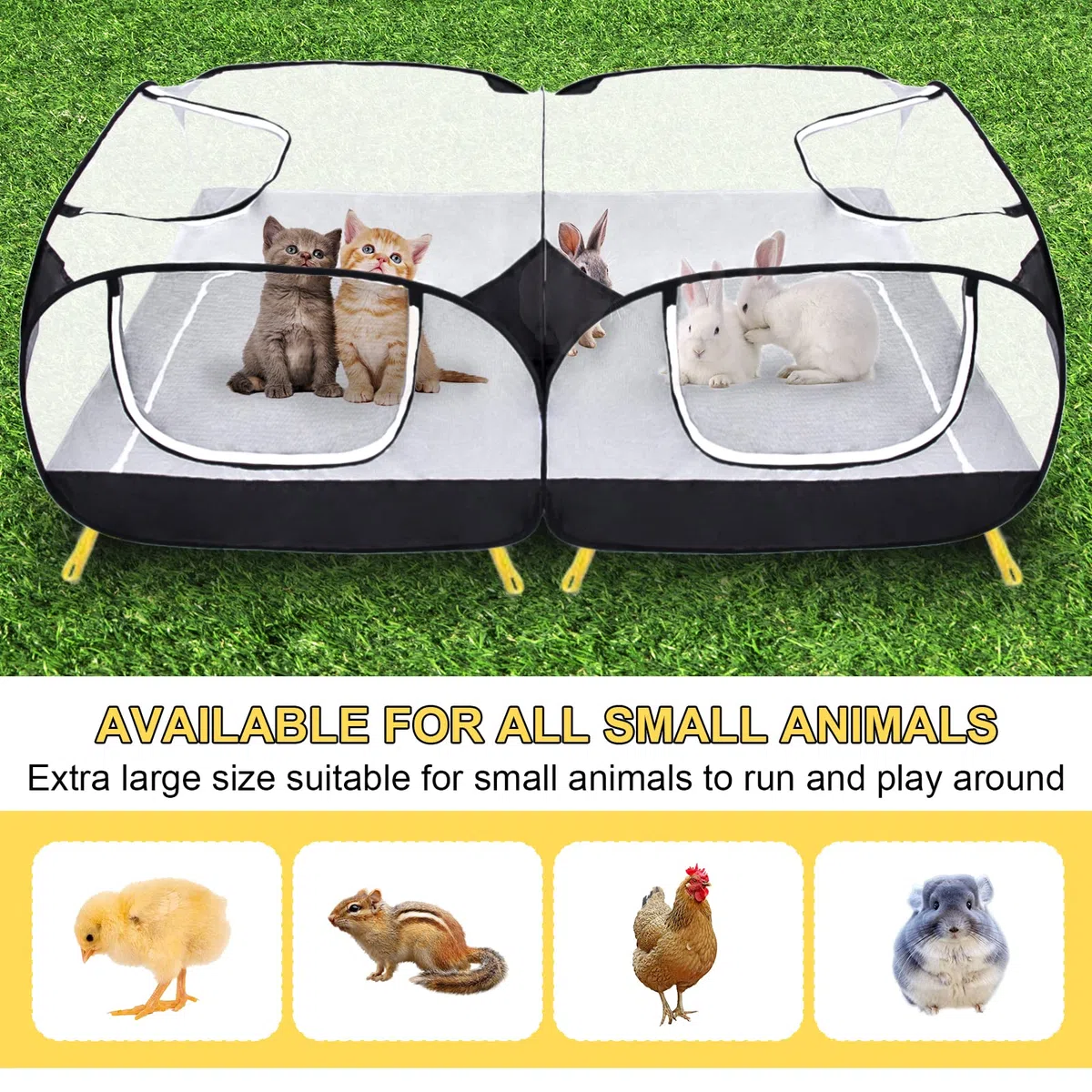 Coolty Parc de Jeu pour Petits Animaux, Grand Mobile Parc de Jeu pour Poules Chatons Lapins Canards Poules