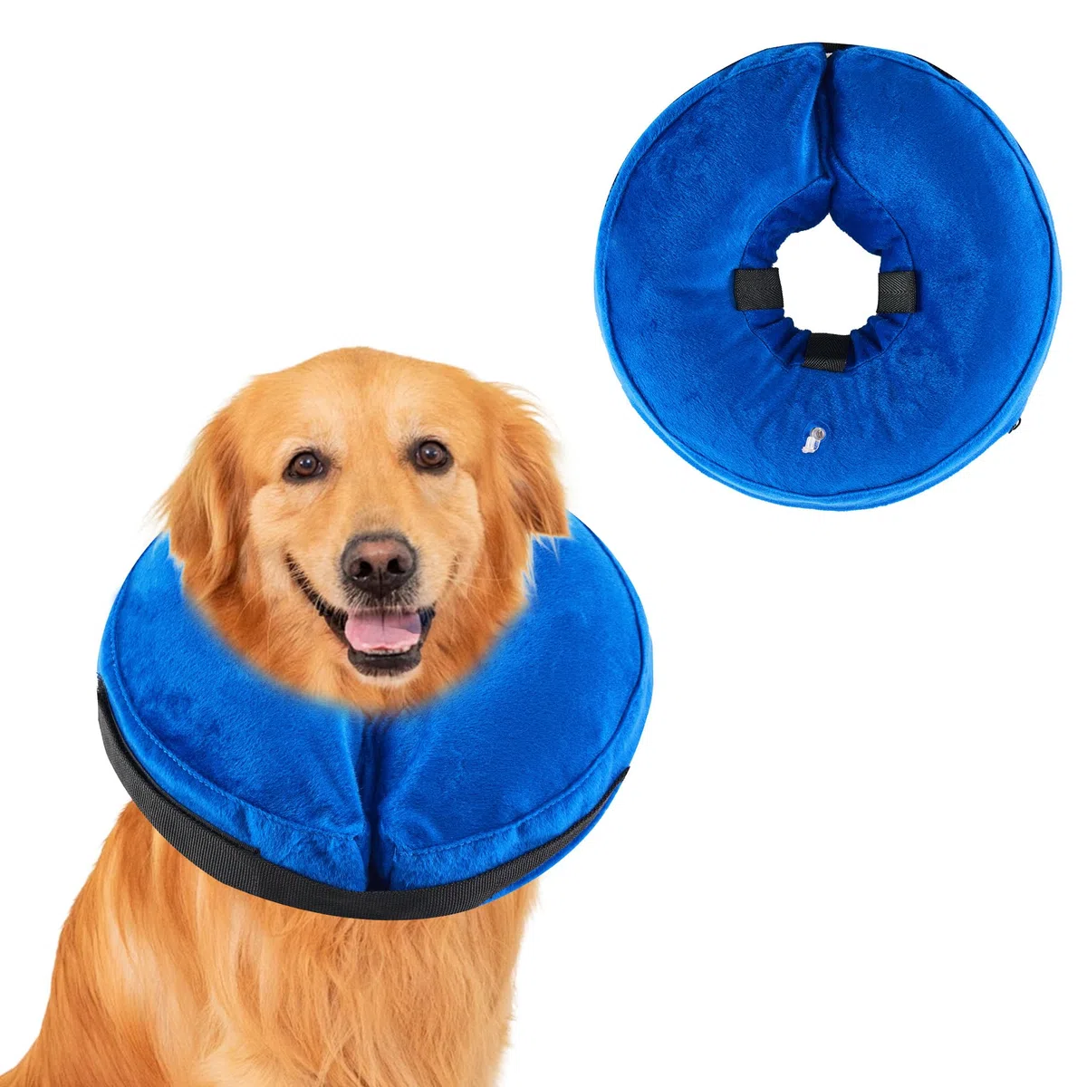 Collerette Gonflable pour Chien, Ajustable Collier de Récupération Chat Cône de Cicatrisation pour Chien Collier de Protection pour Anti Lechage & Morsure Après Une Chirurgie (Bleu, XL)