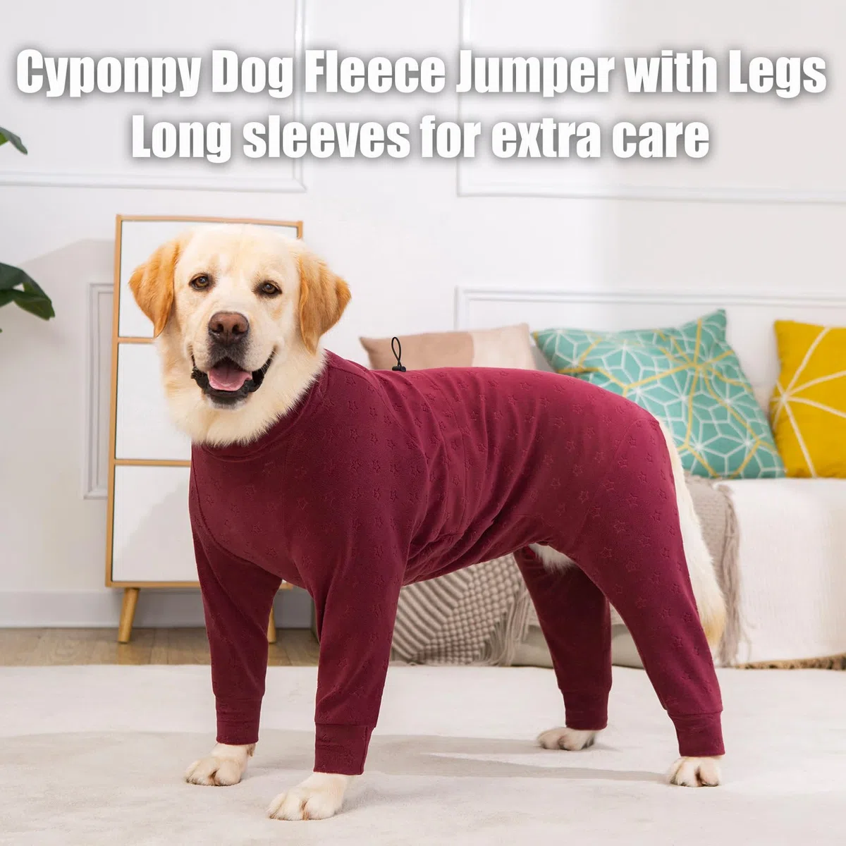 Manteau en polaire gaufré pour chien avec pattes - Pull en polaire pour chien - Manteau chaud pour chien - Vêtements d'hiver pour chien pour chiens de taille moyenne et grande - Pyjama pour