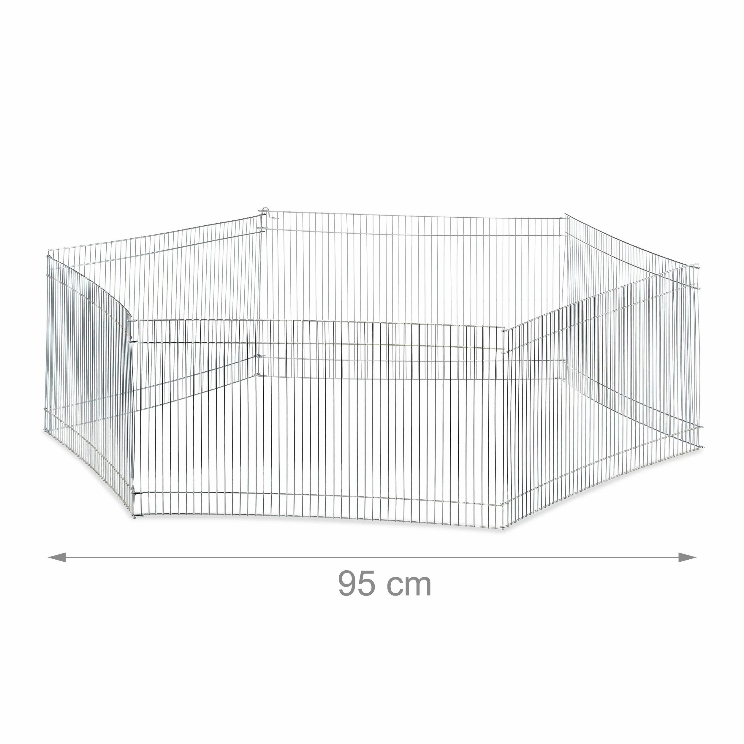 Relaxdays Cage extérieur Lapin, 6 éléments, pour Petits Animaux, enclos Cochon d’Inde, zingué, H 27 cm, argenté