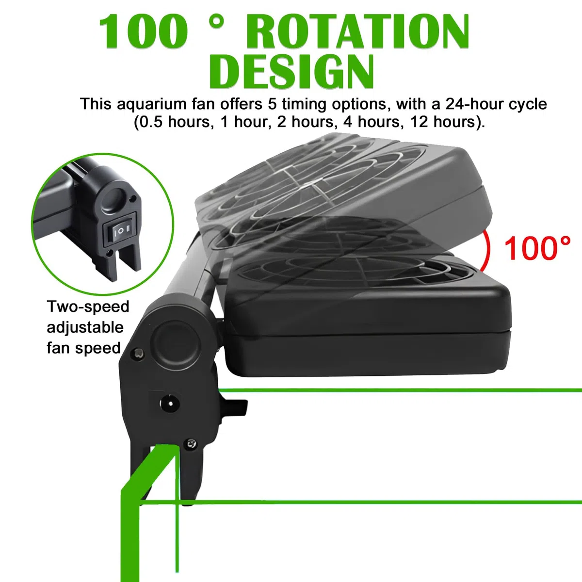 PORFOYO Ventilateur Aquarium: Refroidisseur Aquarium, 5 Vitesses Réglables Aquarium Ventilator, Refroidisseur D'aquarium avec Minuterie pour Eau Salée Et Eau Douce, 3 Ventilateurs (Noir)