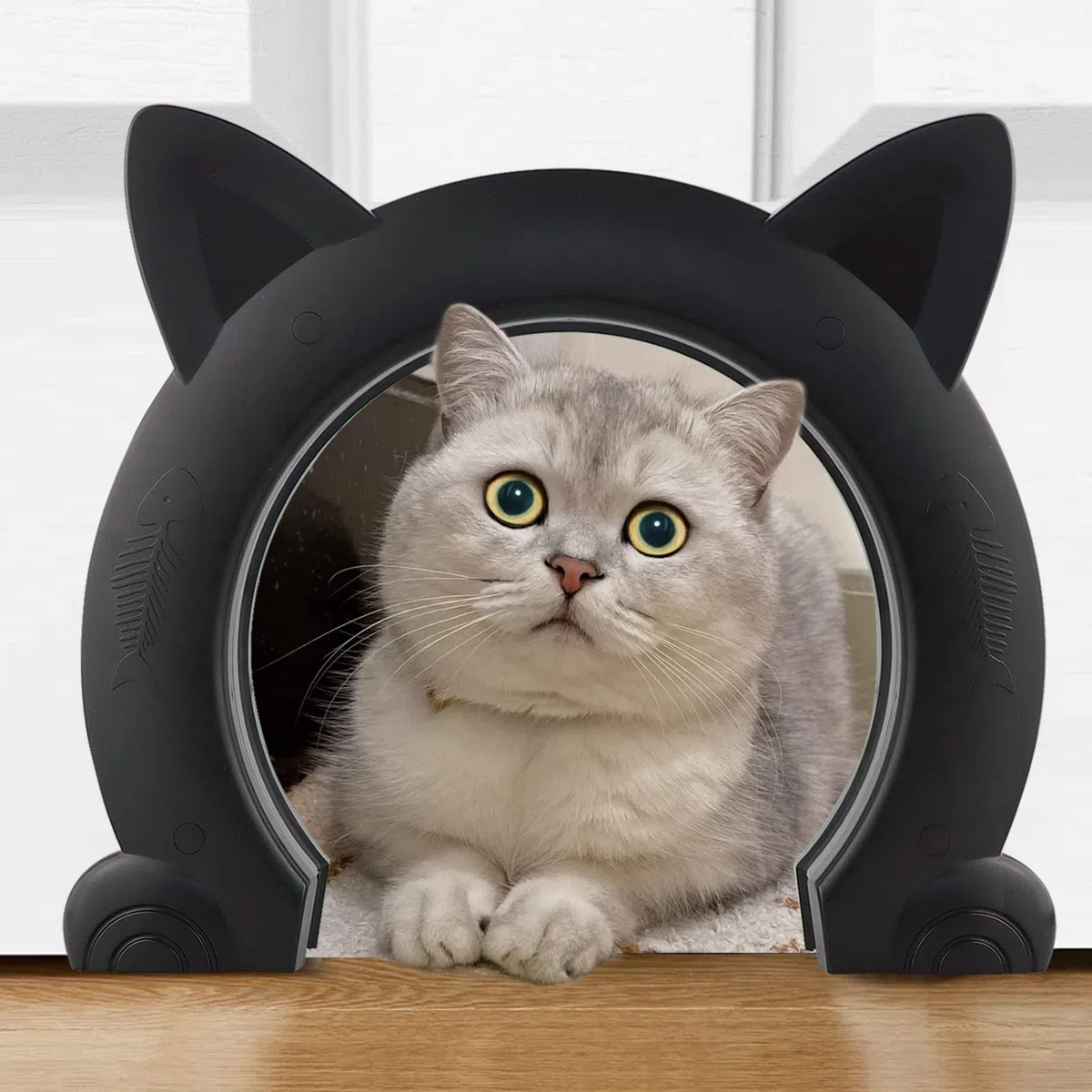 Wordcam Grande porte pour chats Porte intérieure XL, porte intérieure pour chats, portes pour chats, chatons et petits chiens (Noir)