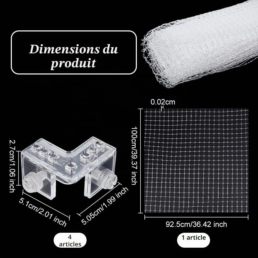 OLYCRAFT Filet de Protection pour Couvercle D'Aquarium de 1m X 0.93m avec Fixation à Vis Filet en Plastique pour Écran D'Aquarium de Poissons Couvercle Supérieur D'Écran en Maille pour Aquarium