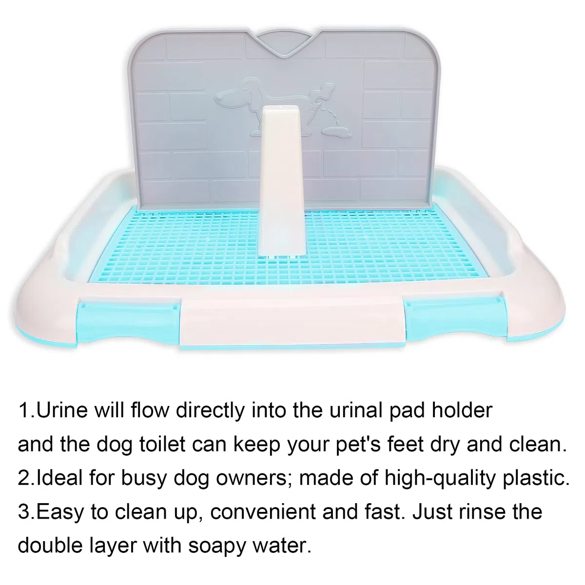 Toilettes pour Chien, Toilettes d'intérieur pour Chat et Chiot avec Mur simulé pour Chiens mâles pour Petits Chiens(Bleu)