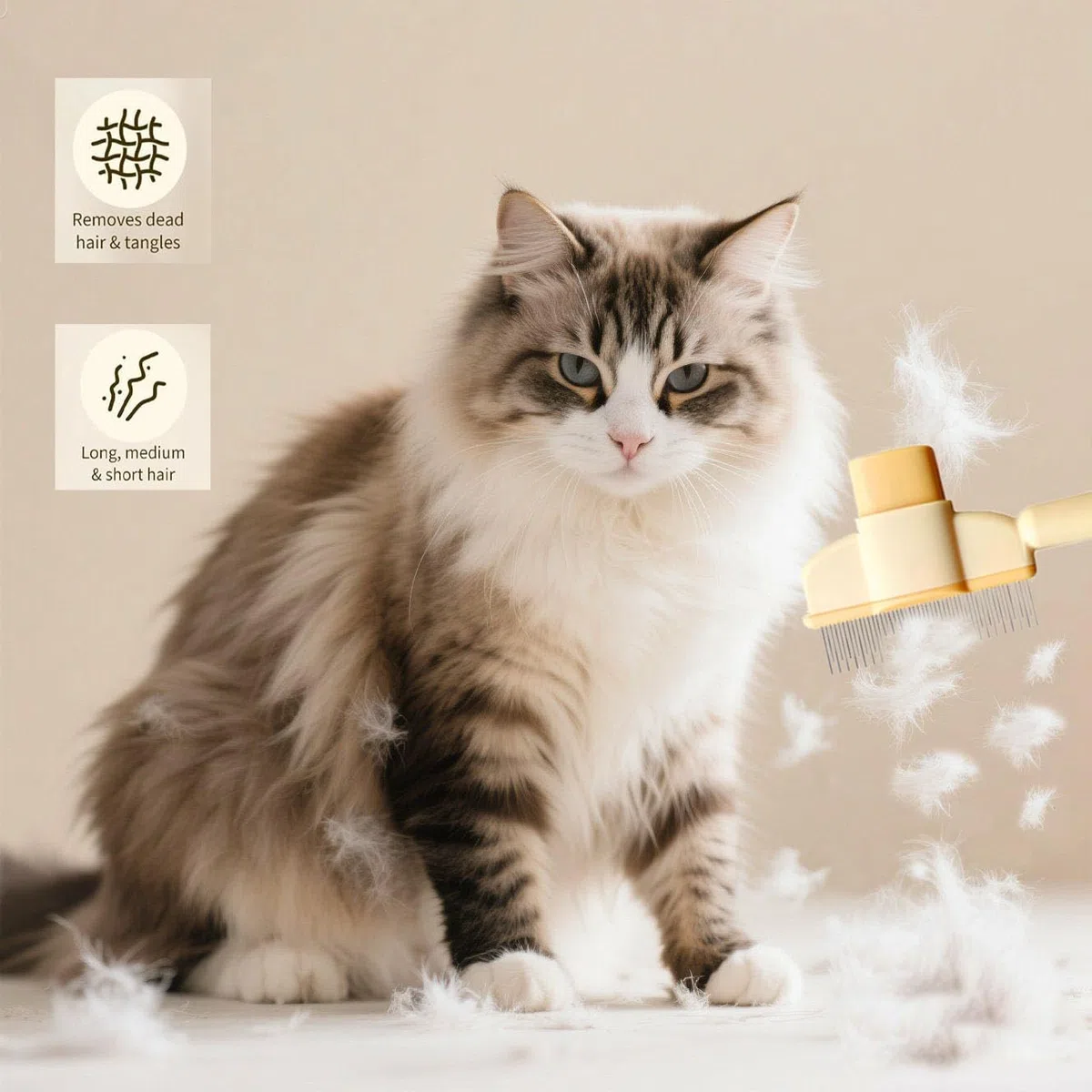 2 Cat Dog Flea Peigl, Peigne D'épilation Animaux Compagnie, Brosse de Toilettage avec Bouton Déverrouillage, Peigne Anti-Puces pour Chiens à Poils Courts Longs Nettoyage Poils Lâches Noués