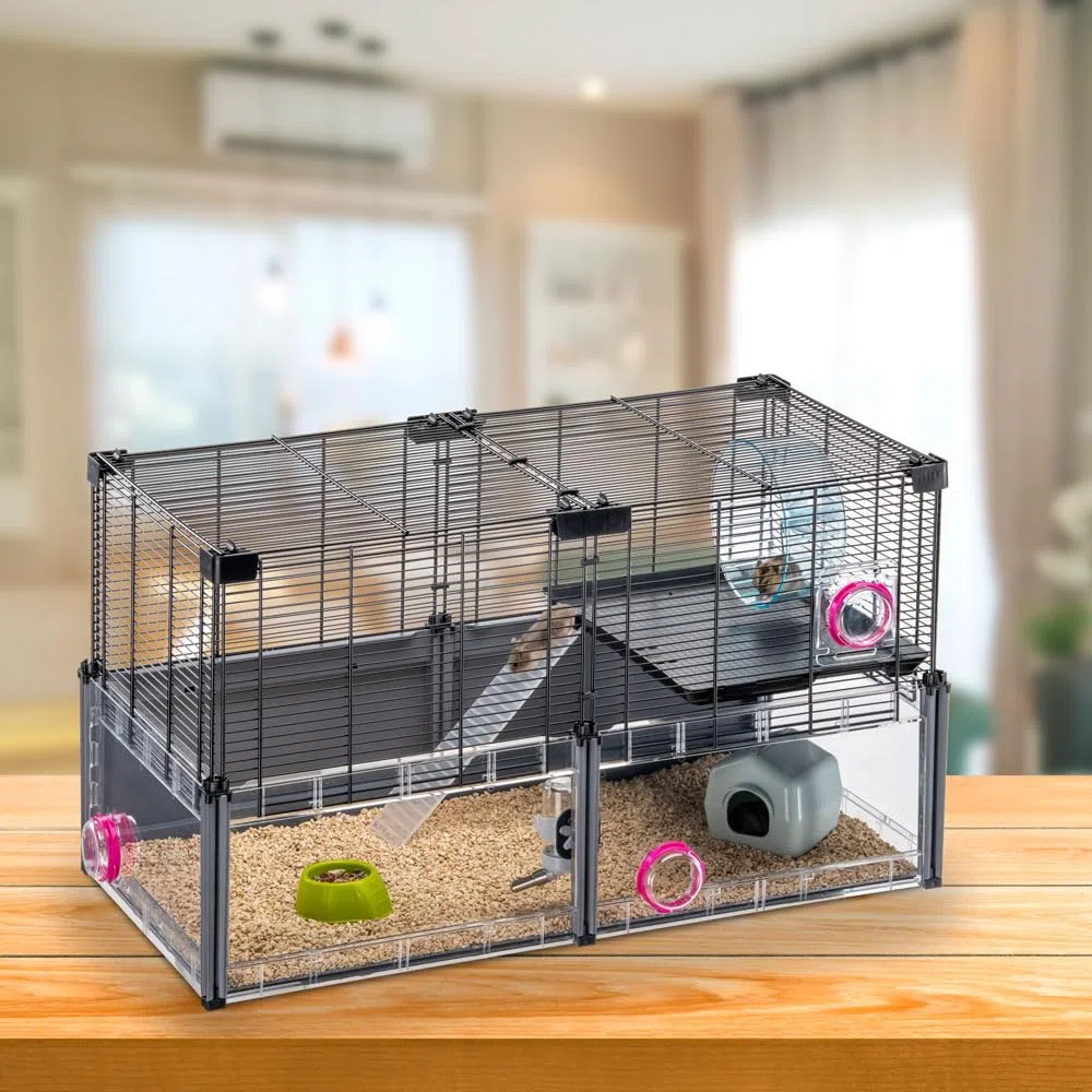 FERPLAST - Cage Hamster - Cage Souris - Cage Hamster Grande - Grillage Métallique - avec Accessoires - Modulaire - Multipla Hamster, 72,5 x 37,5 xh 42 CM