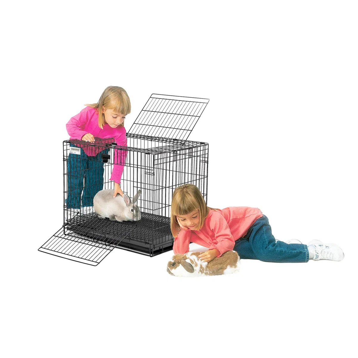 MidWest Homes for Pets Modèle 151 Cage à Lapin Pliante Wabbitat, 63,5 cm de Long, avec Grille de Sol de 1,27 cm et Plateau en Plastique Amovible, Noir