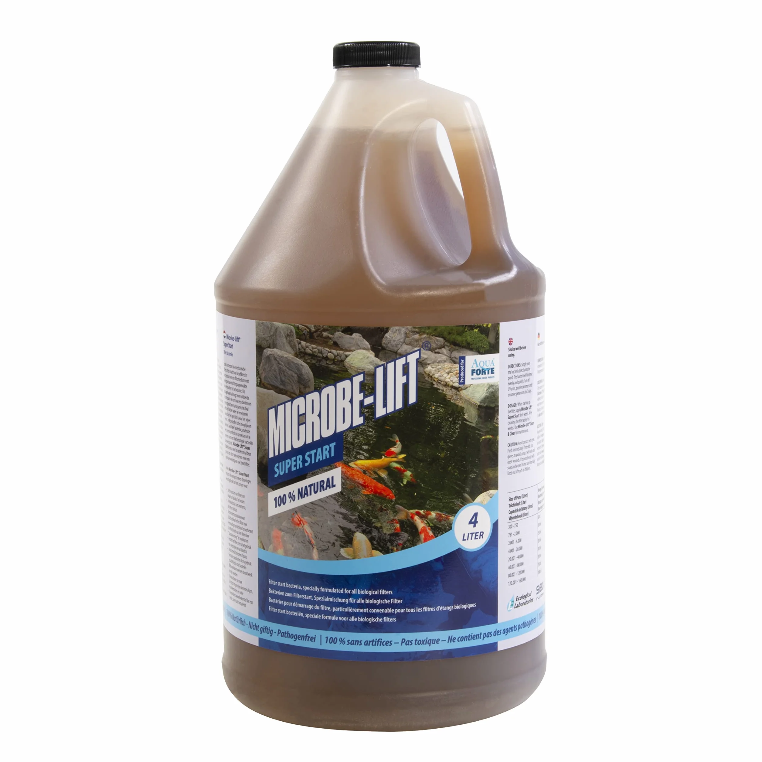 AquaForte Microbe-Lift Super Start Bactéries de Filtration 4 litres, Démarrage Rapide de la biologie du Filtre (à Billes), pour la décomposition des déchets organiques, Formation réduite de Boue