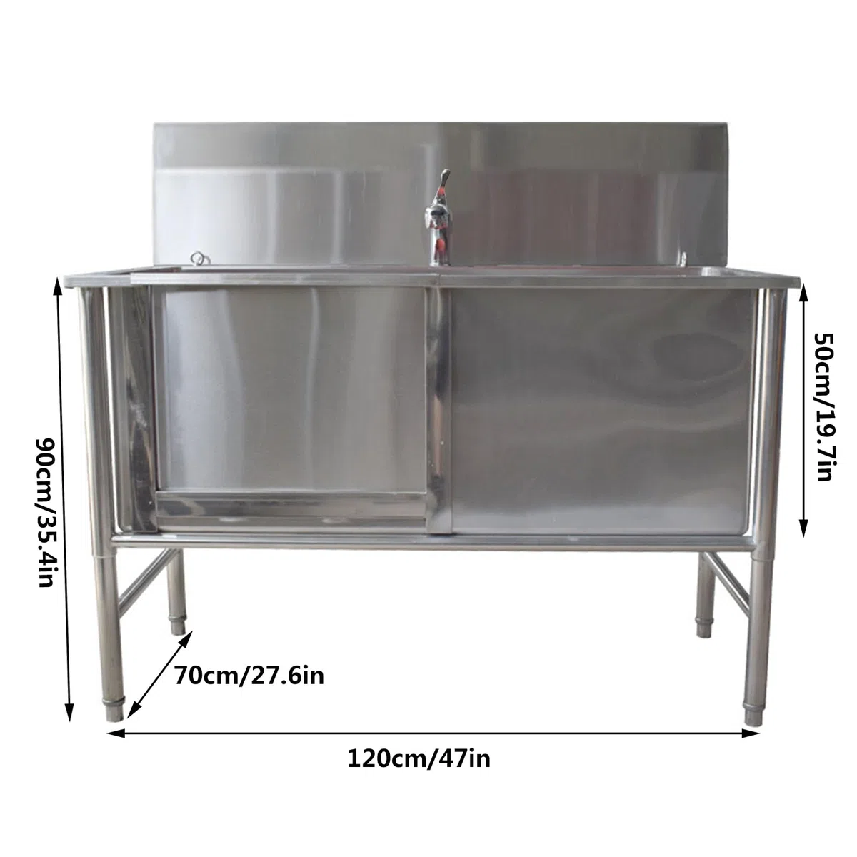évier De Lavage Pour Chien De 119,4 Cm, Baignoire De Douche Pour Chien, Station De Toilettage Pour Chien Pour La Maison, Baignoire Professionnelle En Acier Inoxydable Pour Chien(47in/120cm)