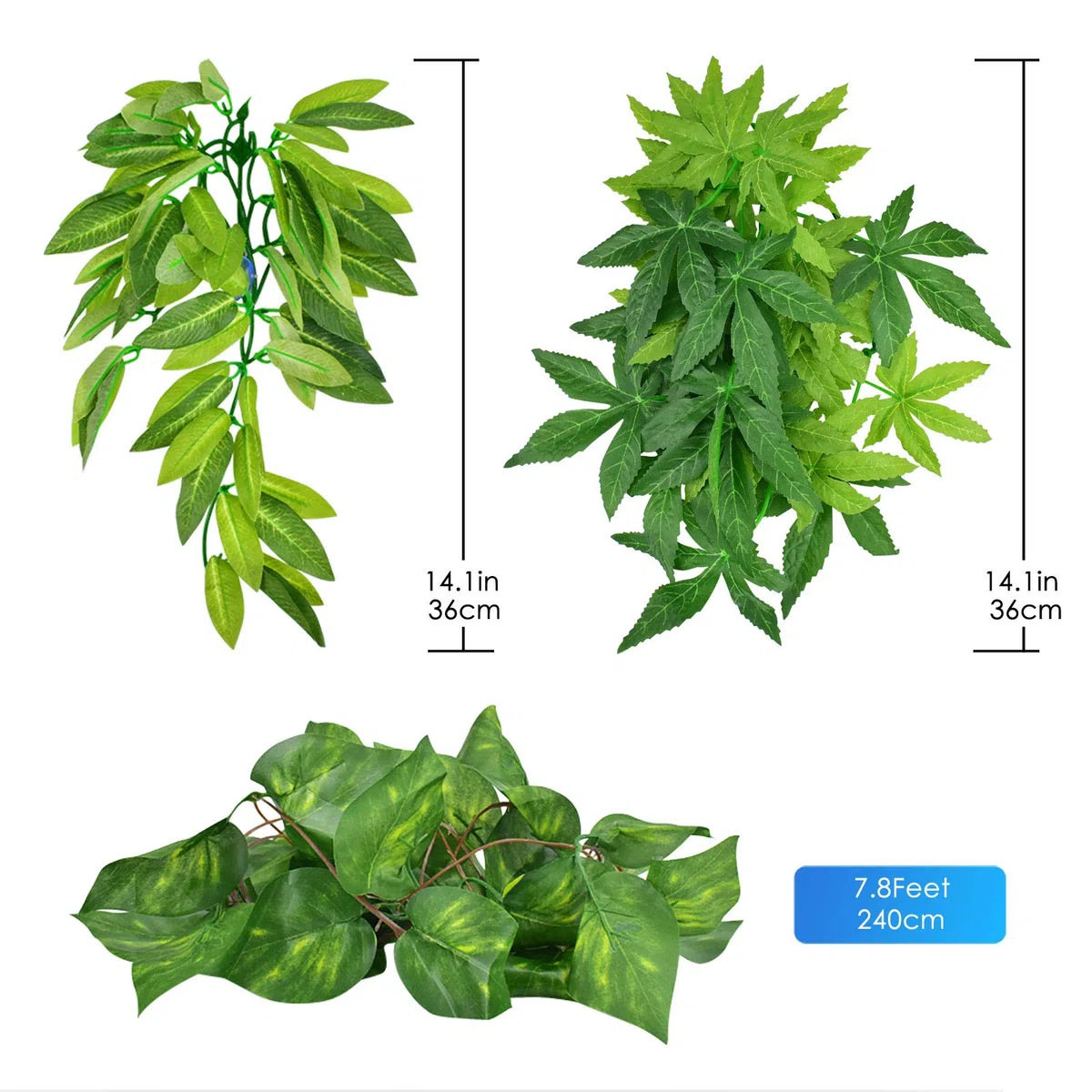 ERKOON Lot de 3 plantes artificielles en plastique pour aquarium et terrarium