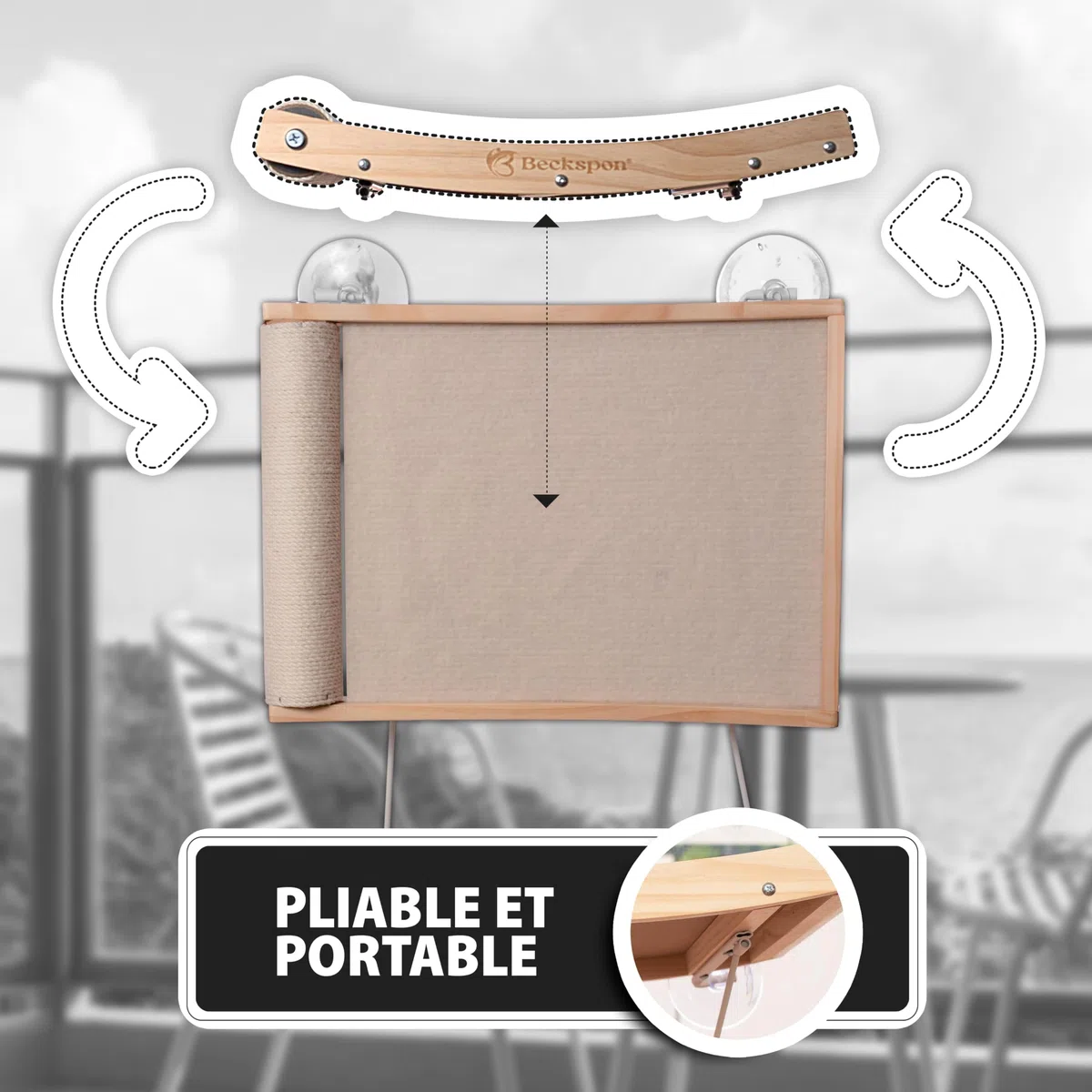 Hamac pour chats avec grattoir intégré | Lit pliable | Supporte jusqu'à 20 kg | Couleur beige