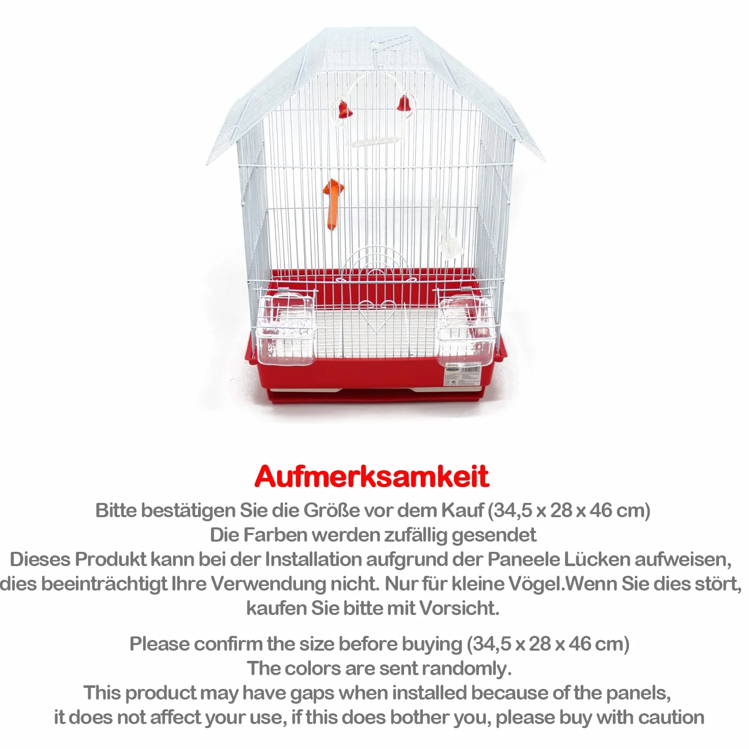 BPS Bird Cage Metal avec Feeder Drinker Swing Jumper Color Bucket Envoyer au Hasard 34,5 x 28 x 46 cm BPS-1152